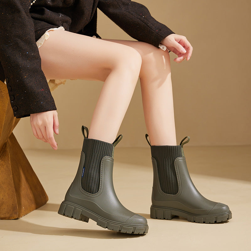 Bottes de pluie en caoutchouc imperméables avec semelle antidérapante