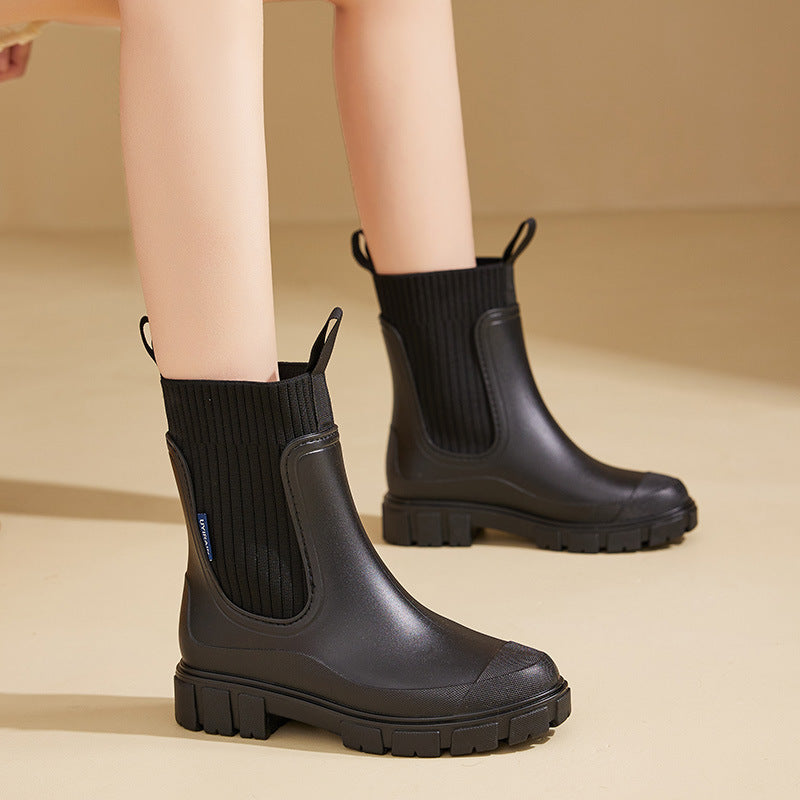 Bottes de pluie en caoutchouc imperméables avec semelle antidérapante