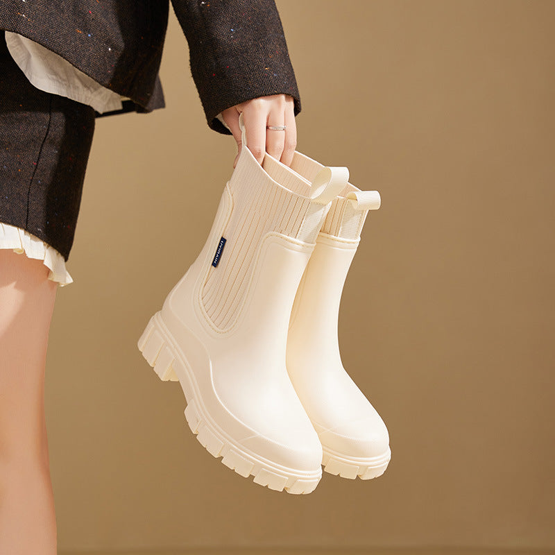 Bottes de pluie en caoutchouc imperméables avec semelle antidérapante