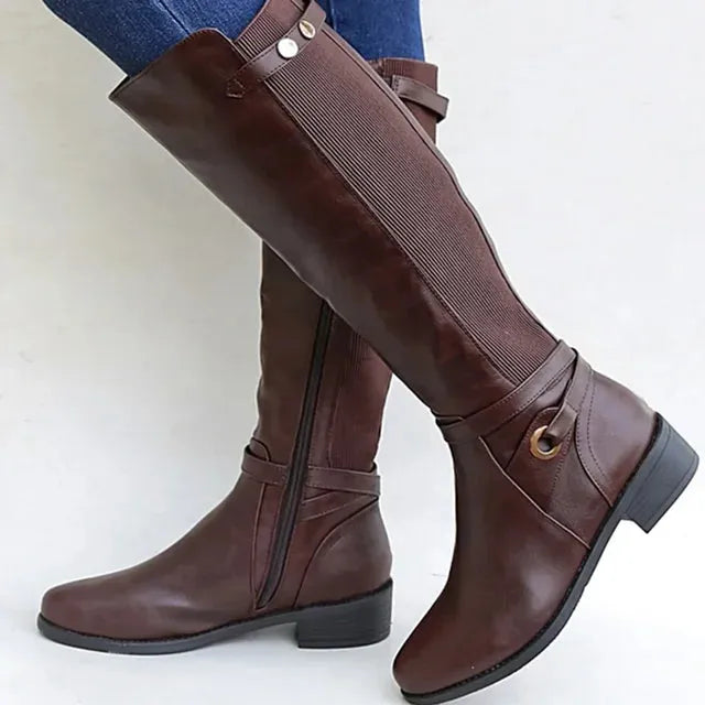 Bottes en cuir à talon épais