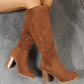 Bottes Hautes en Daim avec Talon Épais