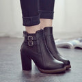 Bottines à Talon Robuste avec Boucle Décorative