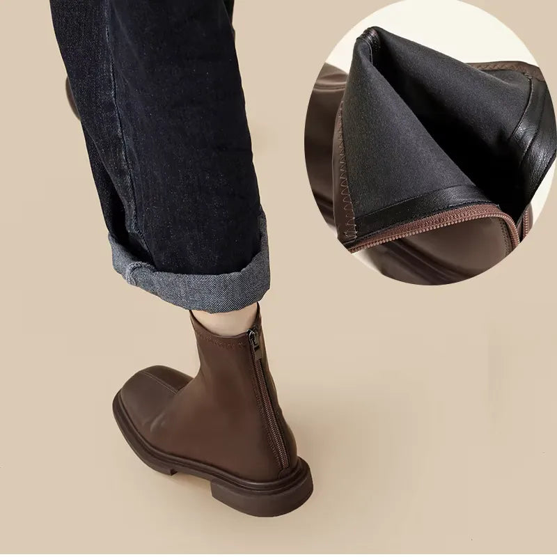 Bottines Minimalistes à Bout Carré