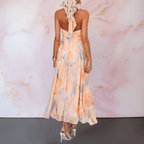 Robe longue élégante à col licou