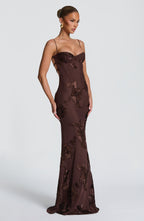 Robe maxi en velours pour femme