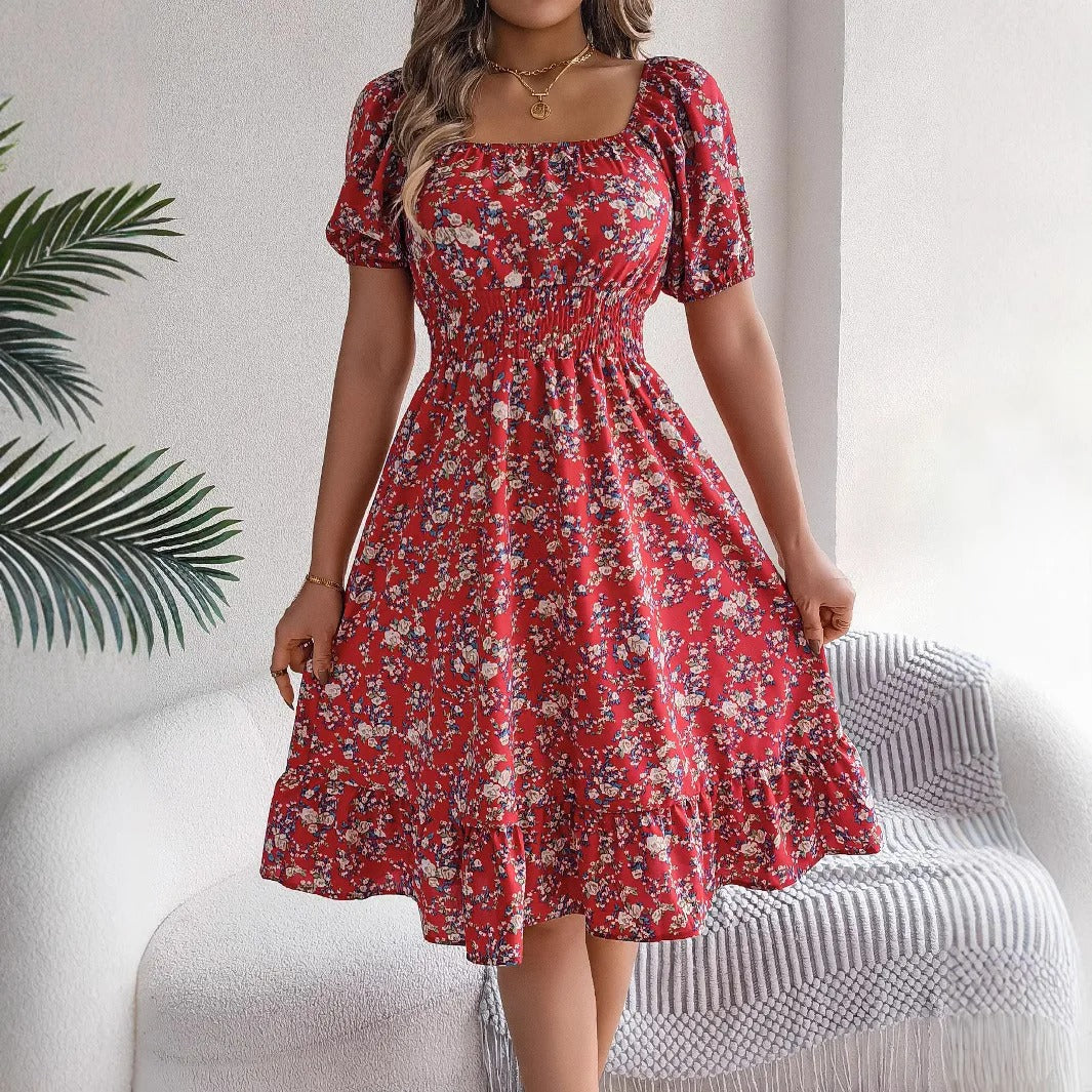 Sophie Paris | Robe mi-longue de plage à imprimé floral 3D