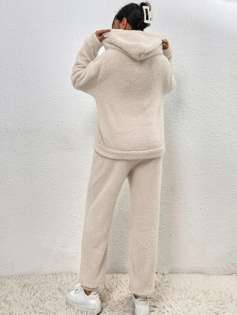 Ensemble de détente deux pièces en peluche douillette pour femmes