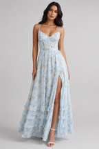 Robe Maxi à Bretelles Spaghetti avec Ourlet à Volants