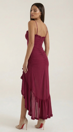 Robe maxi asymétrique à volants pour femmes