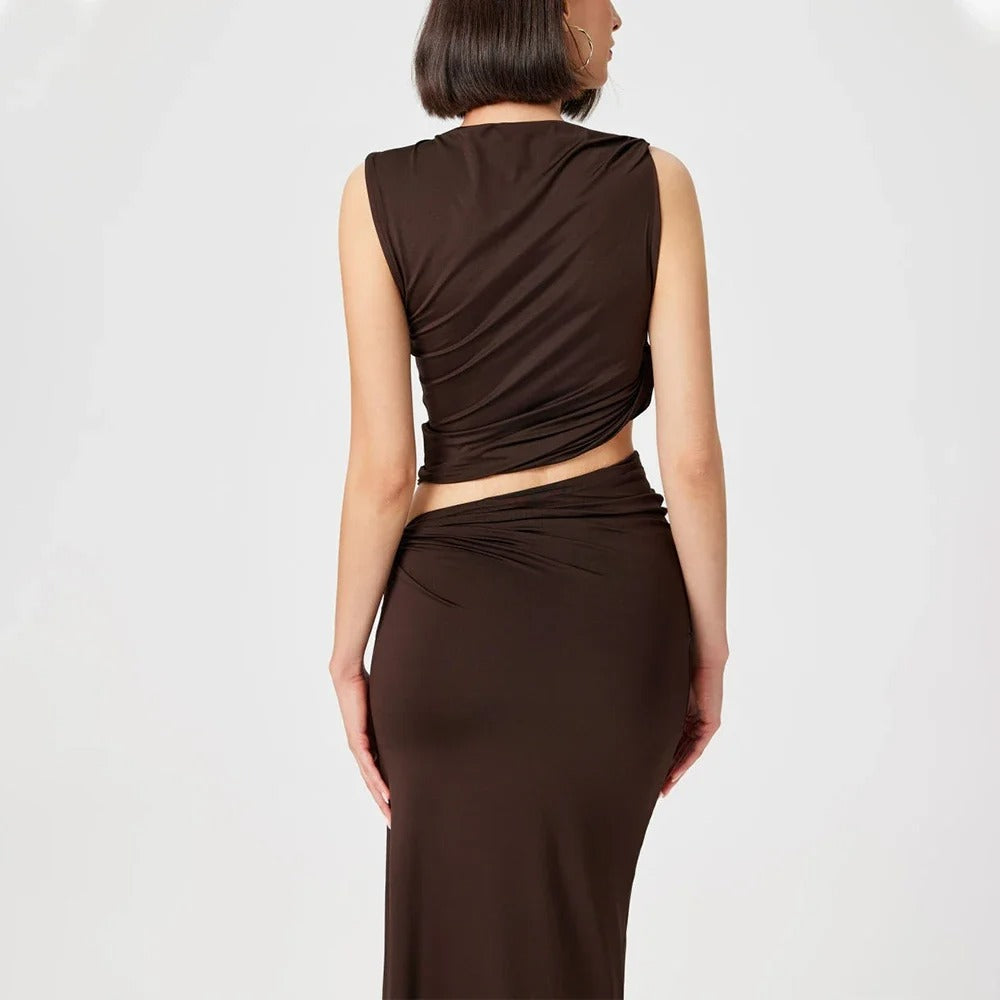 Sophie Paris | Robe longue drapée asymétrique