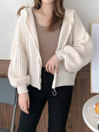 Pull à capuche zippé en maille pour femmes