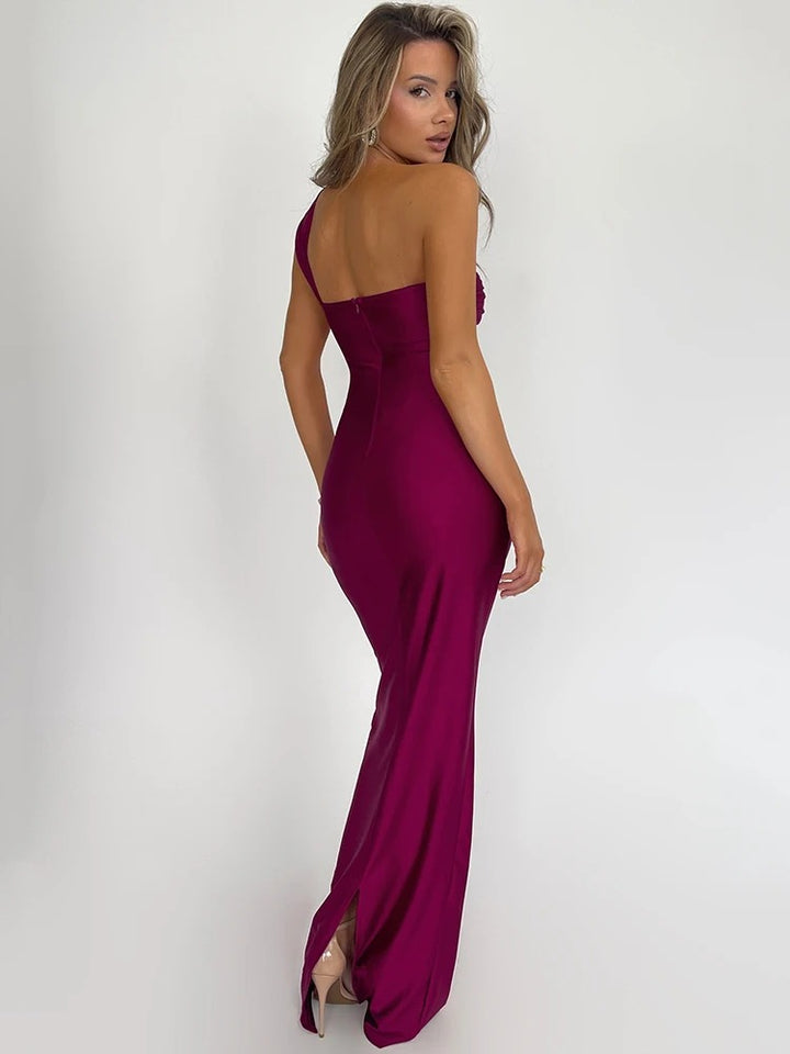 Élodie Lavin® | Robe Noire Asymétrique Drapée Une Épaule