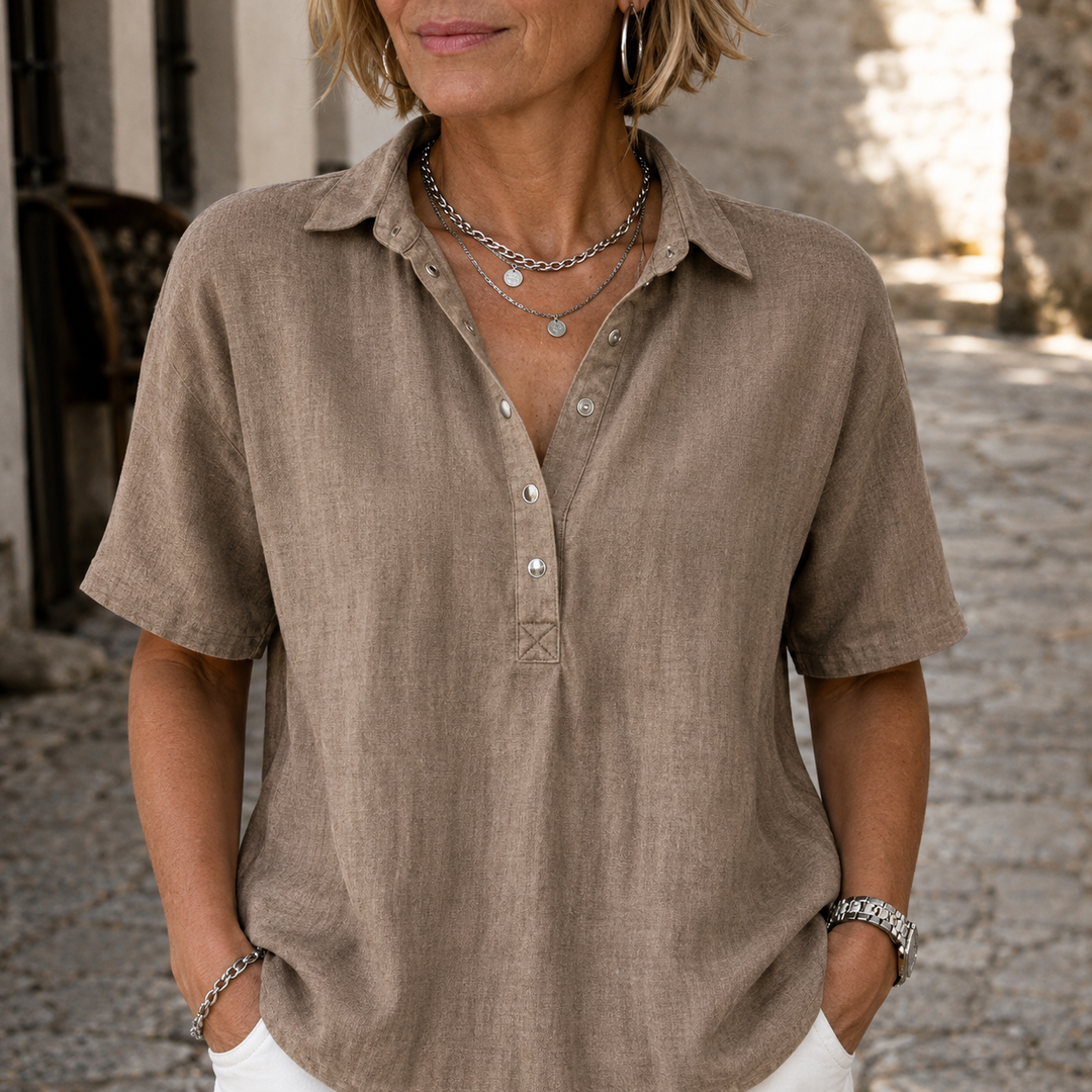 Blouse élégante pour femmes à col boutonné