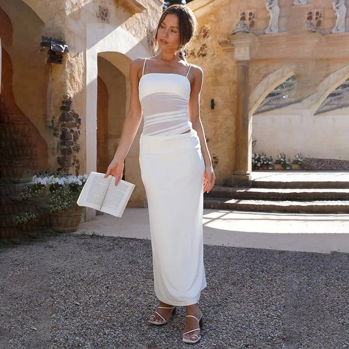Sophie Paris® | Robe longue à bretelles fines et fente