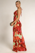 Robe longue à imprimé floral tropical