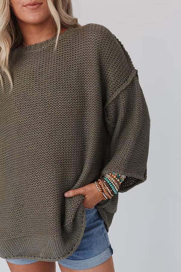 Pull en maille confortable à col rond pour la chaleur quotidienne