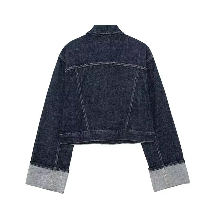 Veste en jean courte vintage pour femme