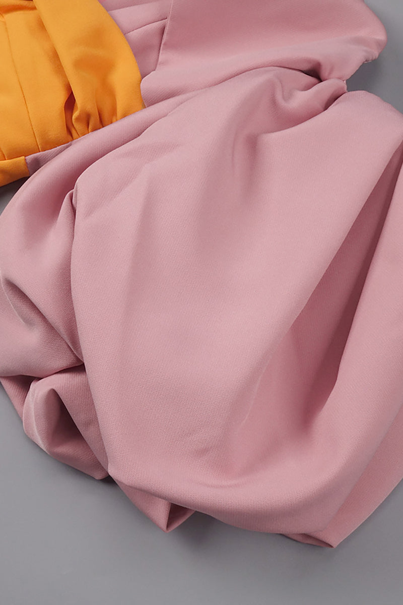 Robe mi-longue à manches ballon bicolore