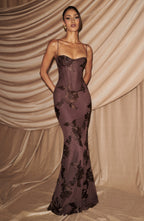 Robe maxi en velours pour femme