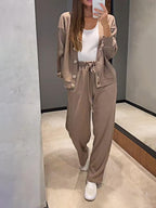 Ensemble décontracté confortable pull à col en V et pantalon