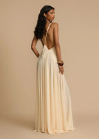 Robe Maxi Blanche à Col V Profond en Dentelle, Fluide, à Bretelles, Robe de Vacances