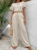 Ensemble décontracté crop top et pantalon long pour femmes