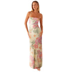 Robe maxi fleurie d'été pour femmes, sans manches, style bohème