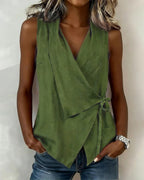 Blouse sans manches portefeuille pour femmes