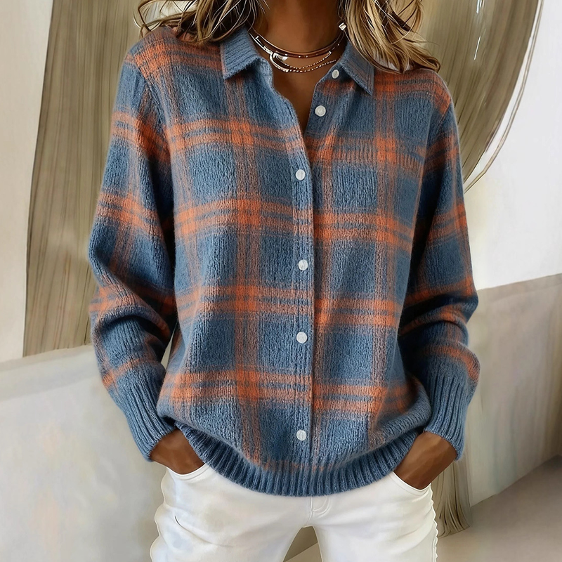 Pull à carreaux douillet pour femmes