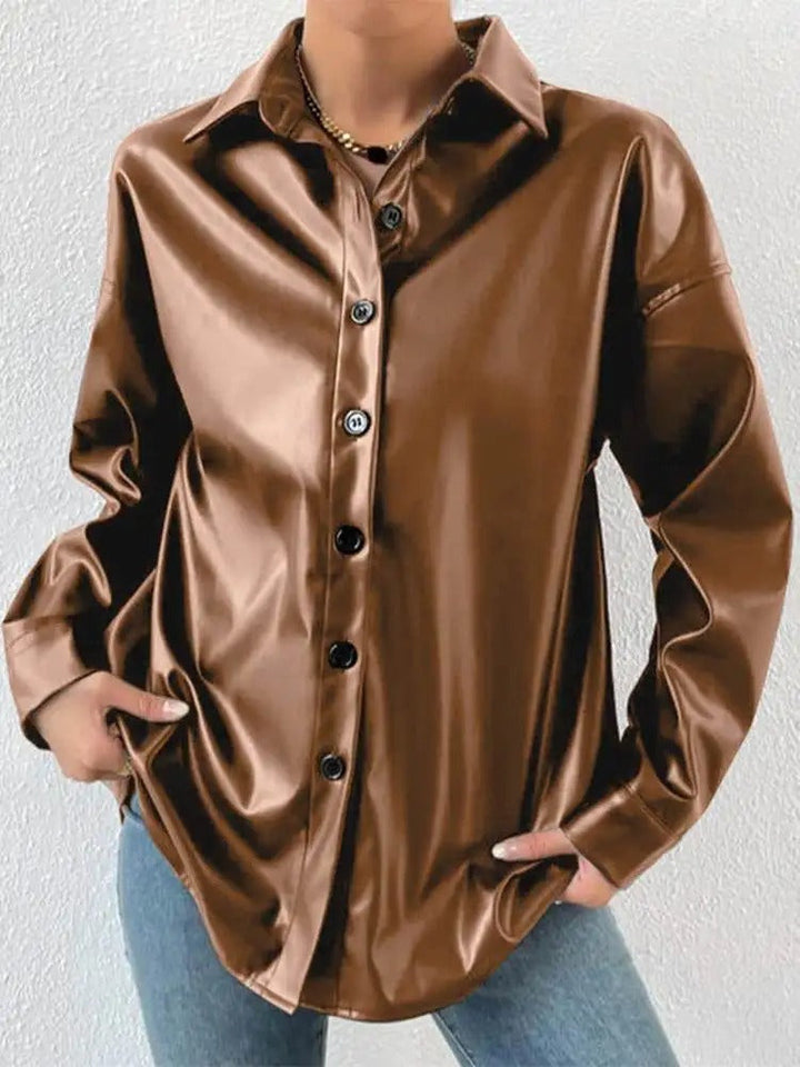 Veste aviateur vintage en cuir avec col à revers et fermeture à boutons