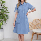 Robe décontractée à manches courtes avec détails en maille