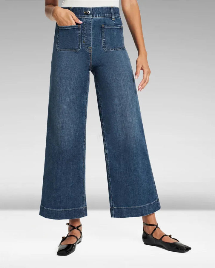 Jean chic taille haute à jambes larges