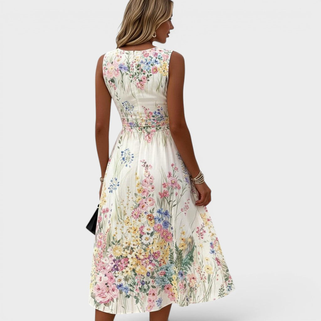 Robe midi sans manches à imprimé floral