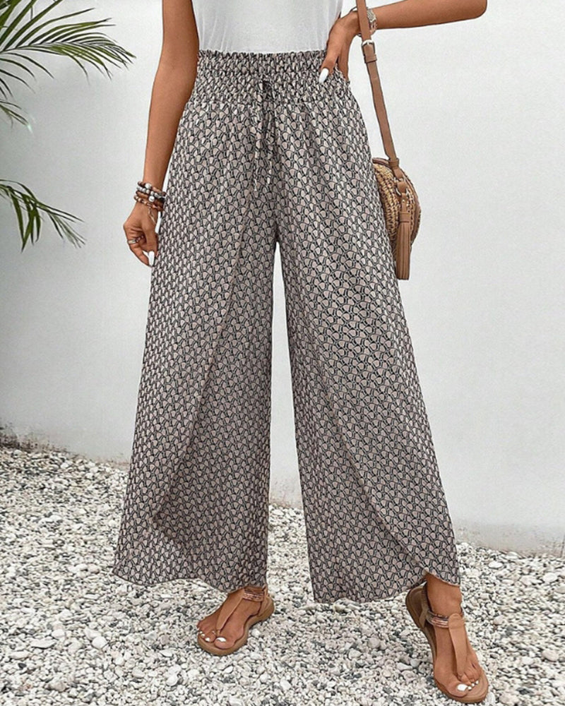 Pantalon Femme Large À Motif Géométrique