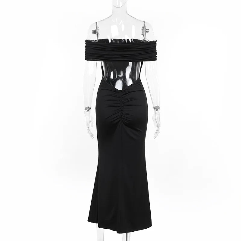 Robe maxi dos nu sans bretelles pour femmes