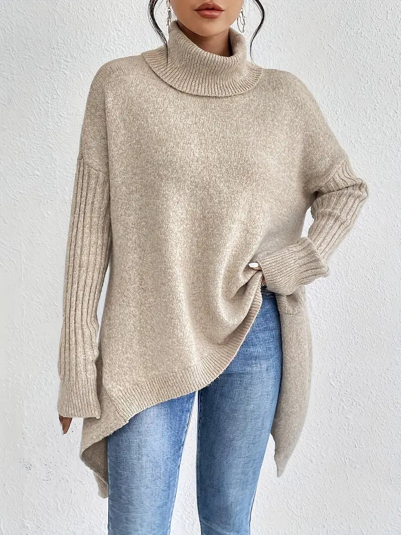 Pull à col roulé long et confortable pour un usage quotidien