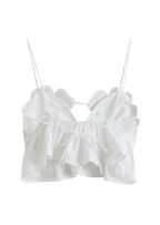 Blouse blanche à manches volantées pour femmes