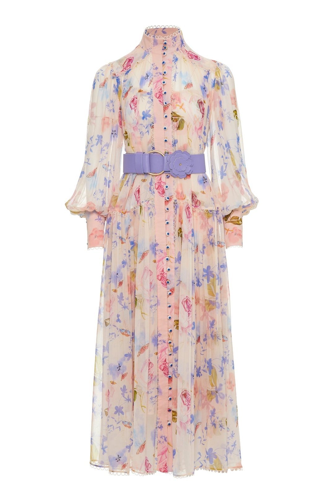 Pauline Laurent® | Robe midi en mousseline avec ceinture