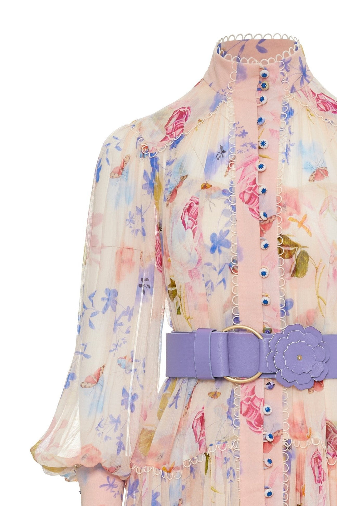 Pauline Laurent® | Robe midi en mousseline avec ceinture