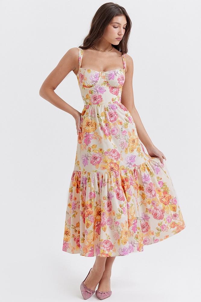Pauline Laurent® | Robe midi évasée imprimée