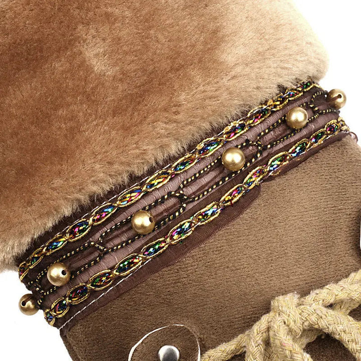 Bottes d'hiver montantes en suède synthétique style bohème chic