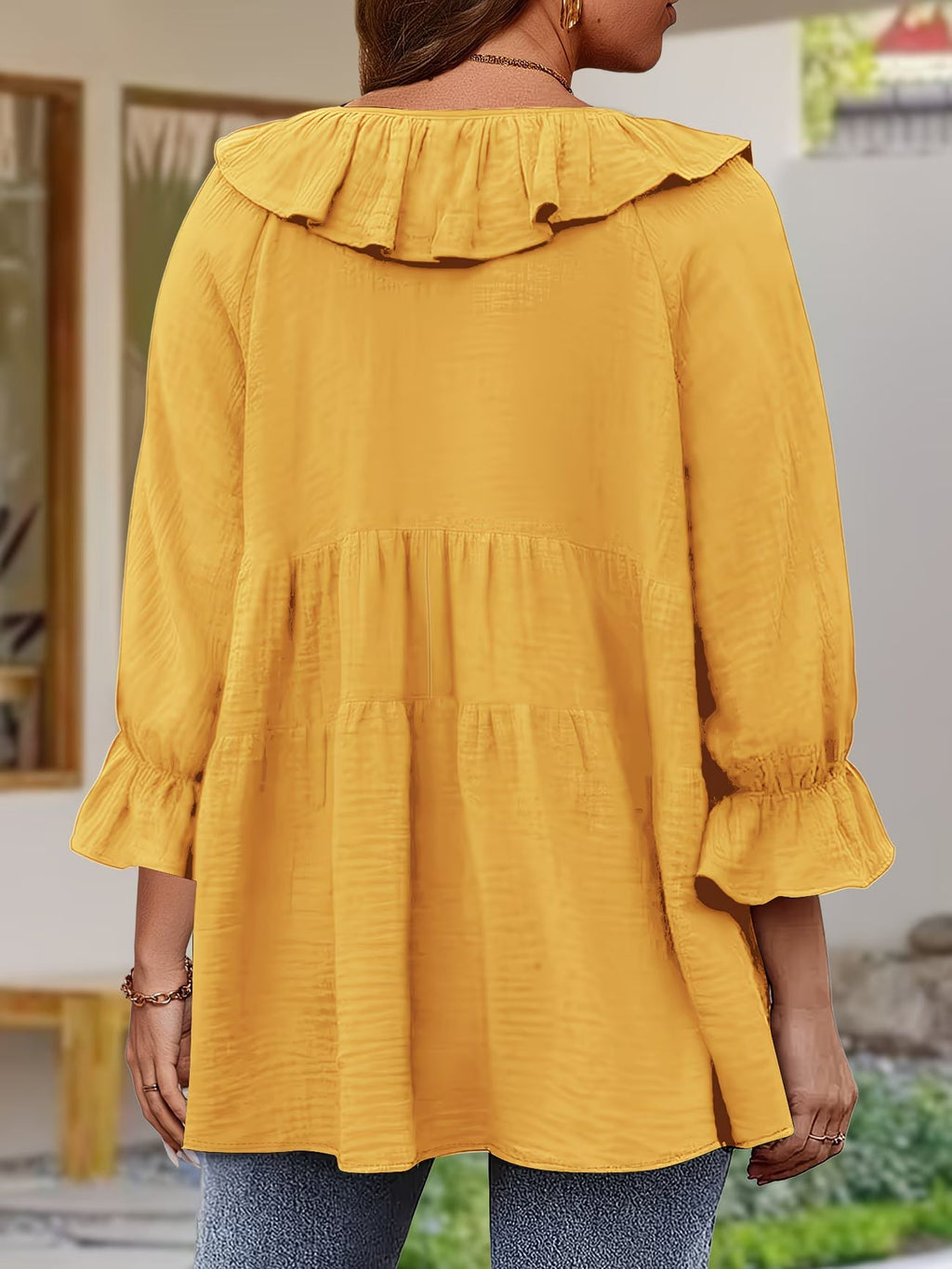 Blouse Femme Élégante à Col Volanté