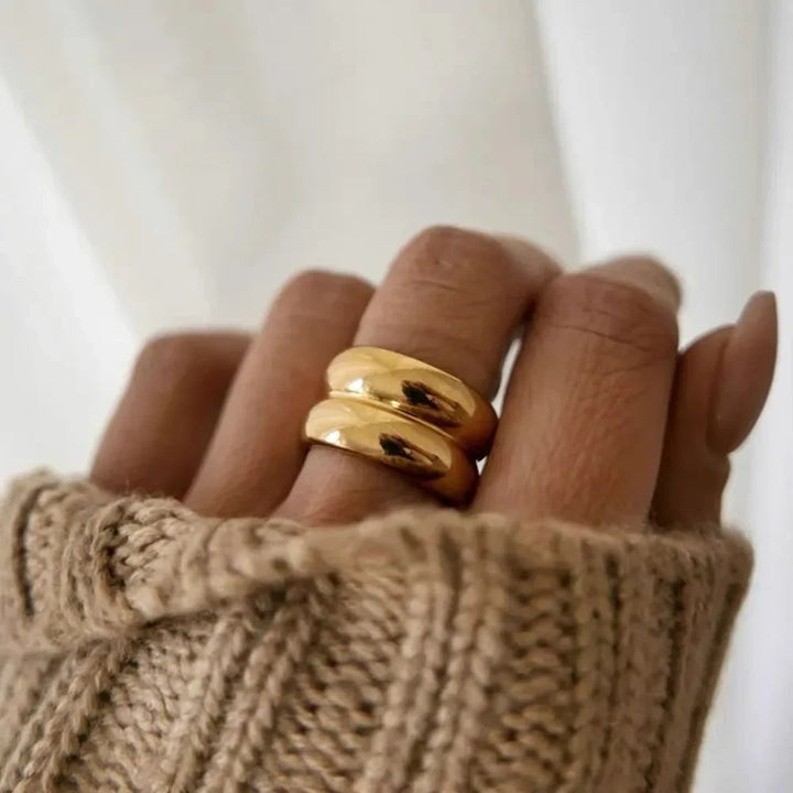 Pauline Laurent® | Bague épaisse double anneau en acier inoxydable