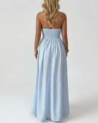 Robe maxi rayée femme look décontracté et élégant en plein pied