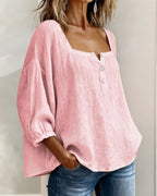 Blouse en coton à encolure carrée et manches longues