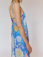 Robe maxi sans manches à imprimé floral en polyester