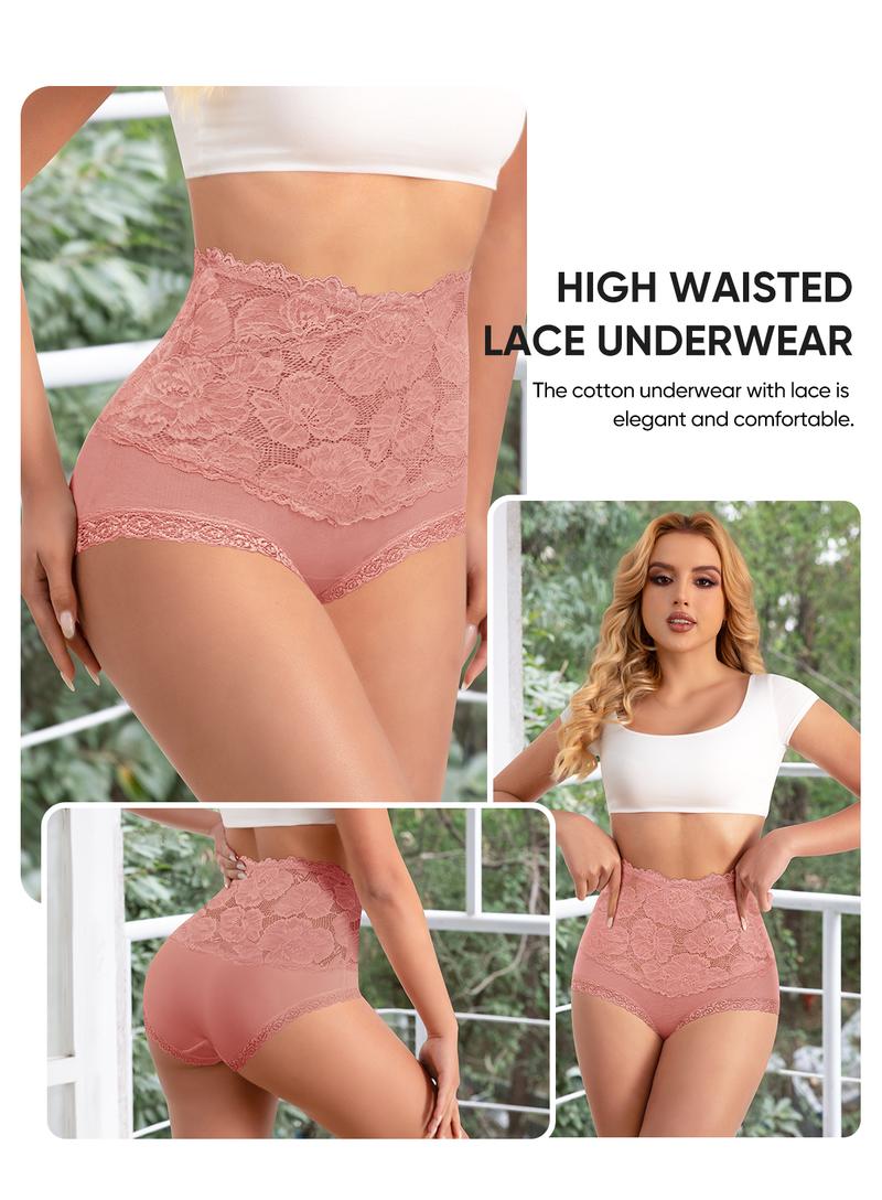 Culottes en coton taille haute avec bordure en dentelle lot de 5