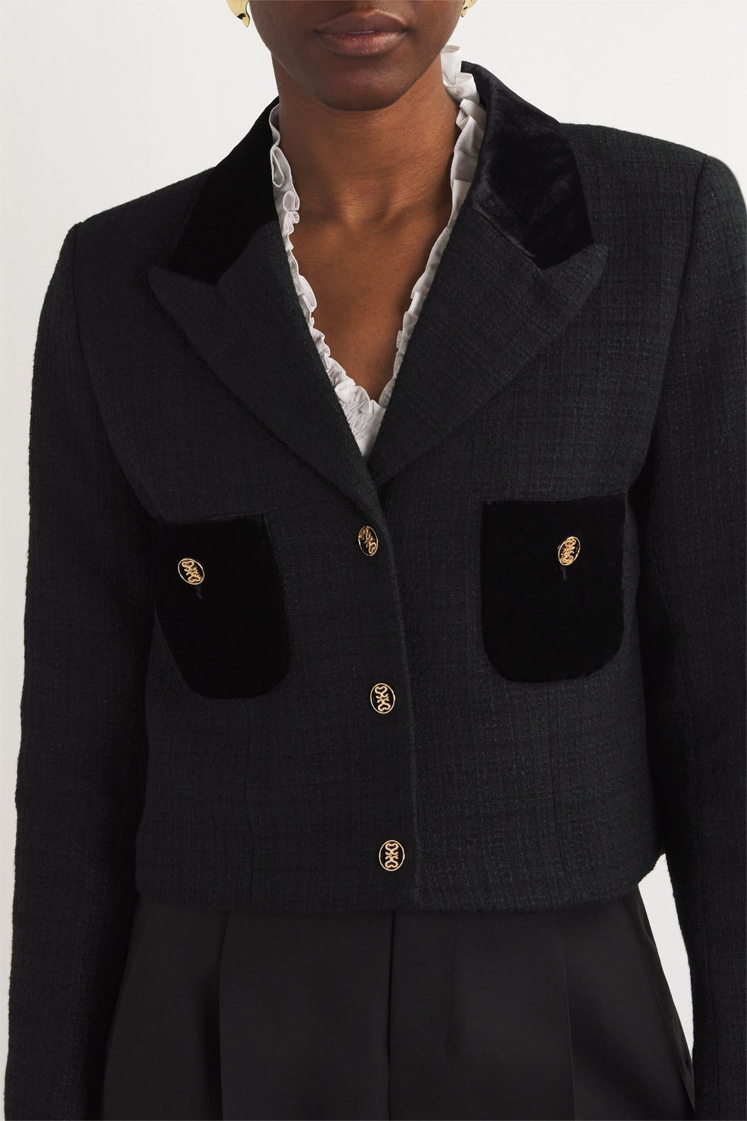 Blazer en velours avec détails de boutons métalliques
