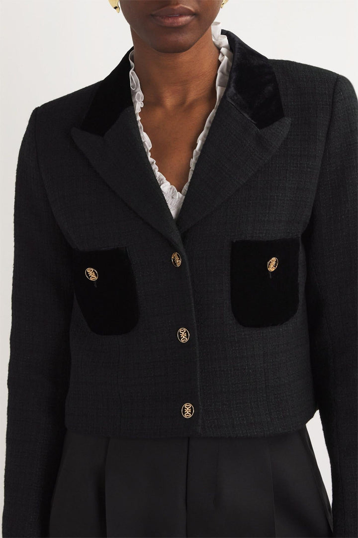 Blazer en velours avec détails de boutons métalliques