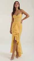 Robe maxi asymétrique à volants pour femmes
